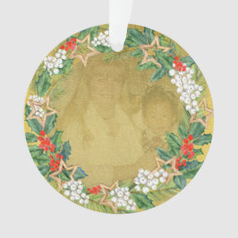 Ornamento Belo Feriado em Foto Gold Foil