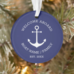 Ornamento Bem-vindo à âncora náutica personalizada azul m