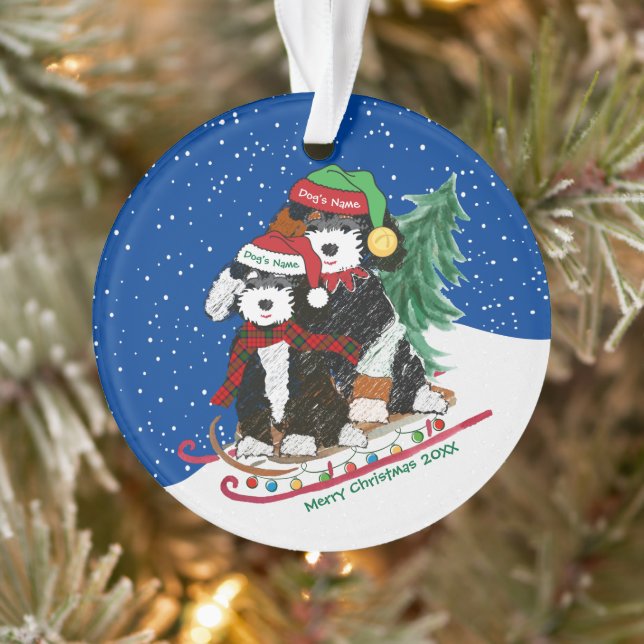 Ornamento Berndoodles Personalizados Decorrou Leve de Natal (Árvore)