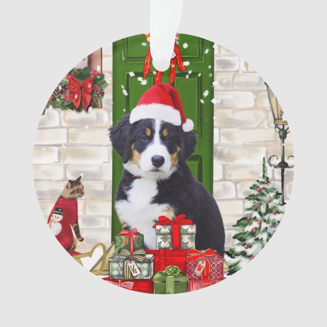 Ornamento Bernese Mountain Dog Natal (Frente)