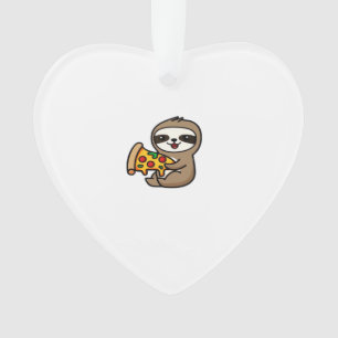 Ornamento Bicho Preguiça Chibi Kawaii Engraçado com Pizza �