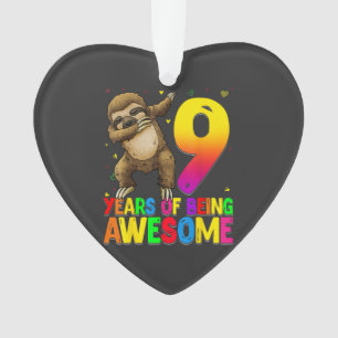 Ornamento Bicho Preguiça de Aniversário de 9 Anos de Idade D