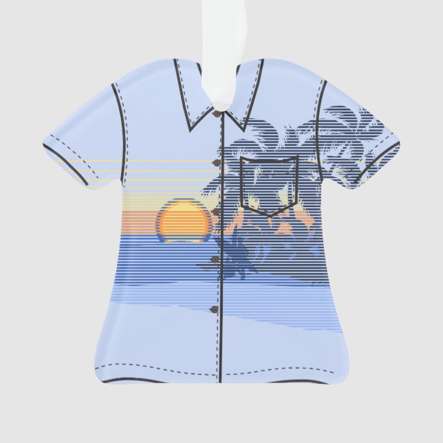 Ornamento Big Sunset Strike Hawaiian Surfista Camisa Aloha (Frente)