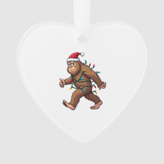 Ornamento Bigfoot Santa Christmas Tree Lights Xmas Boys Men  (Frente)