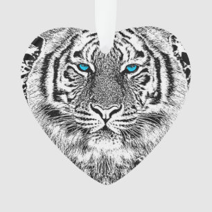Ornamento Black And White Blue Eyes Tiger stripes