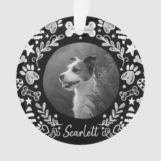 Ornamento Black Chalkboard Art Frame Dog Memorial Keepsael (Frente)