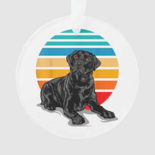 Ornamento Black Labrador dog sunset vintage estilo preto