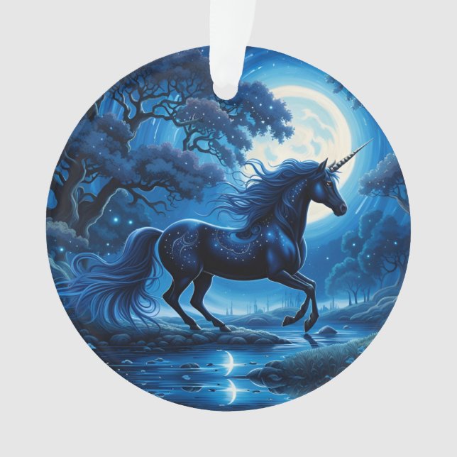 Ornamento Black Unicorn Fantasy Full Moon (Frente)