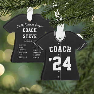 Ornamento Black & White Baseball Coach Team Jersey