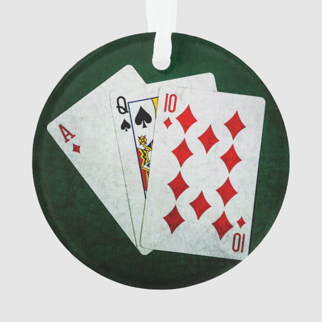 Ornamento Blackjack 21 ponto - Ace, Queen, Dez (Verso)