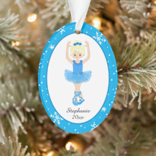 Ornamento Blue Ballerina Flocos de neve personalizados Natal