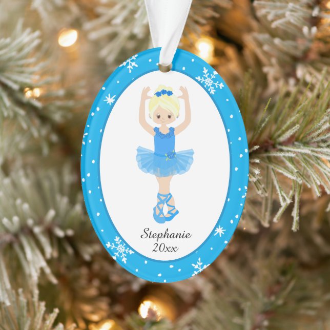Ornamento Blue Ballerina Flocos de neve personalizados Natal (Árvore)