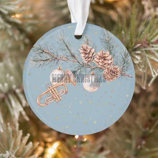 Ornamento Blue Christmas Tree Pine Cones Ornaments Trumpet (Árvore)