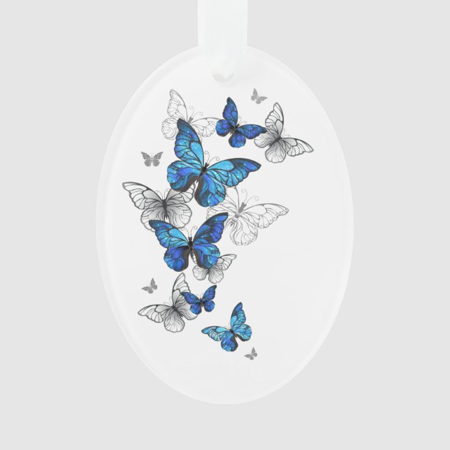 Ornamento Blue Flying Butterflies Morpho (Frente)