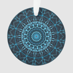Ornamento Blue Mandala Net Retro Hippie Trippy Boho Chic