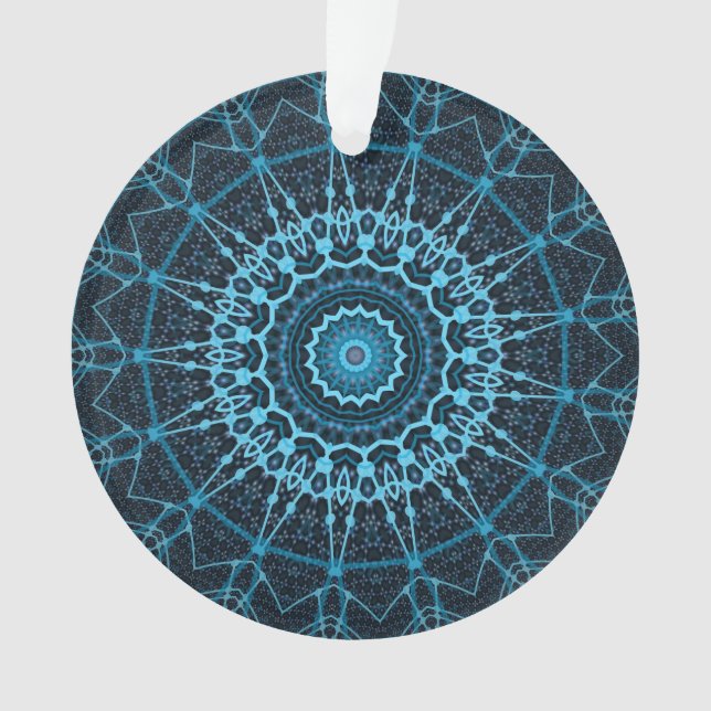 Ornamento Blue Mandala Net Retro Hippie Trippy Boho Chic (Frente)