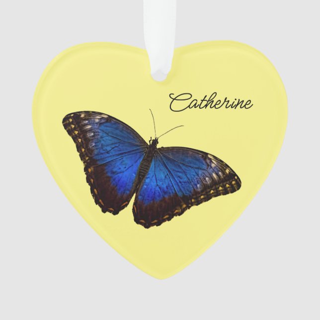 Ornamento Blue Morpho Butterfly feriado personalizado (Frente)