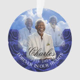 Ornamento Blue Roses SKy Christmas Memorial Tree Ornament