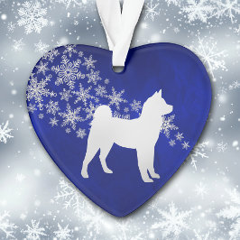 Ornamento Blue Silver Snowflake Akita Dog