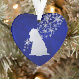 Ornamento Blue Silver Snowflake American Cocker Spaniel Dog