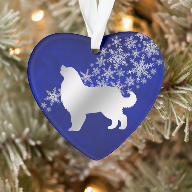 Ornamento Blue Silver Snowflake Bernese Mountain Dog (Árvore)