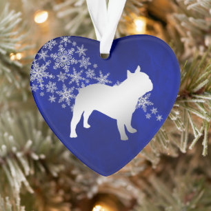 Ornamento Blue Silver Snowflake Bulldog