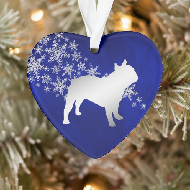 Ornamento Blue Silver Snowflake Bulldog (Árvore)