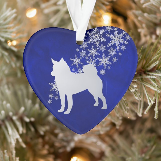 Ornamento Blue Silver Snowflake - Cão Elkhound Norueguês (Árvore)