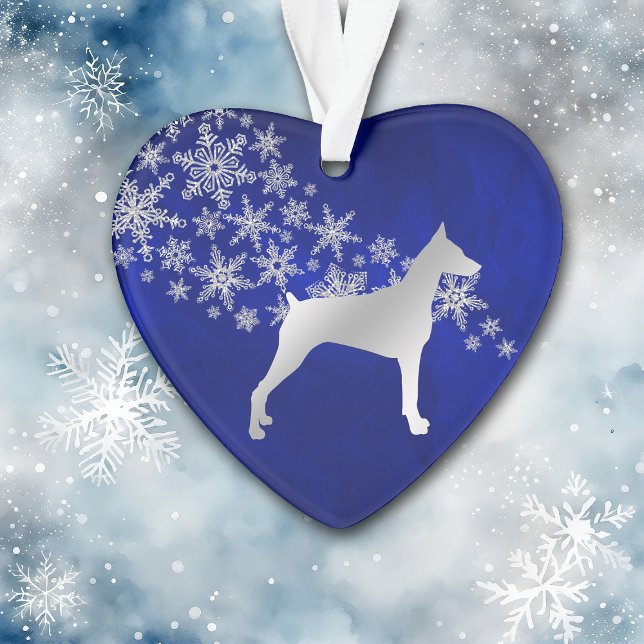 Ornamento Blue Silver Snowflake Doberman (Criador carregado)