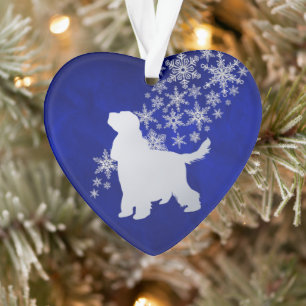 Ornamento Blue Silver Snowflake English Cocker Spaniel Dog