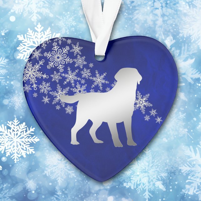 Ornamento Blue Silver Snowflake Labrador Retriever (Criador carregado)