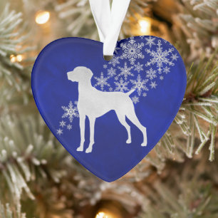 Ornamento Blue Silver Snowflake Vizsla