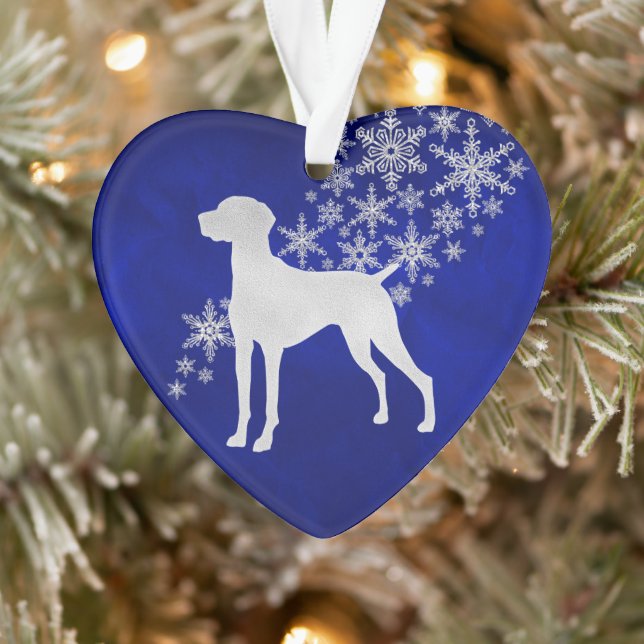Ornamento Blue Silver Snowflake Vizsla (Árvore)