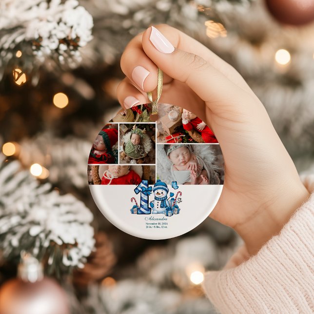 Ornamento Blue Snowman  First Christmas (Criador carregado)