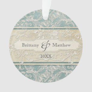 Ornamento Blue Vintage - Arrendamento Francês Etch Casamento