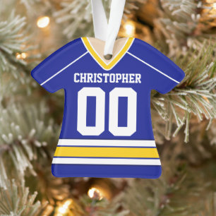 Ornamento Blue/White/Yellow Custom Hockey Jersey