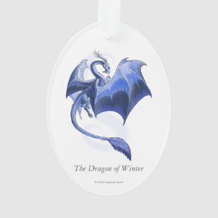 Ornamento Blue Winter Dragon Fantasy Art