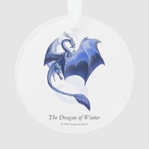 Ornamento Blue Winter Dragon Fantasy Art