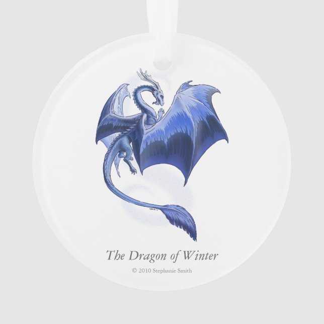 Ornamento Blue Winter Dragon Fantasy Art (Verso)