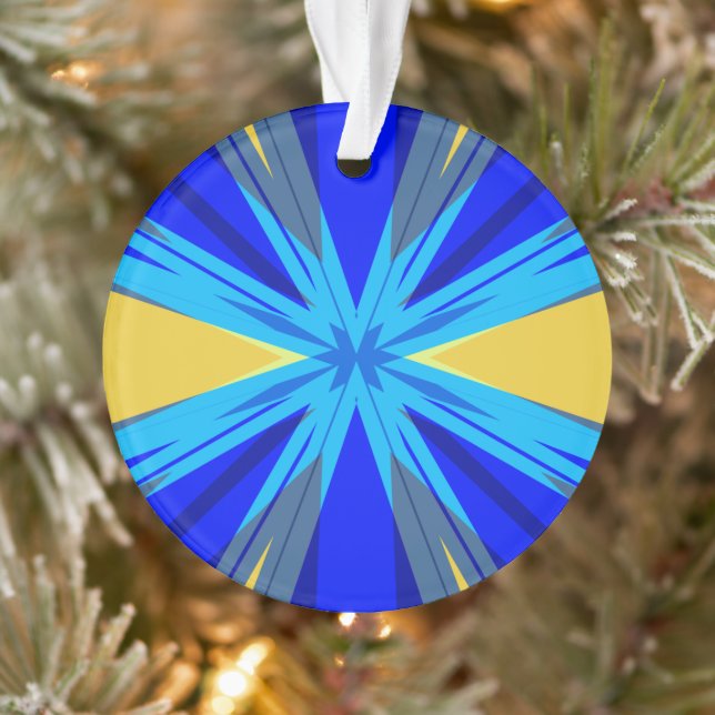 Ornamento Blue Yellow Winter Christmas Xmas Star Starburst (Árvore)