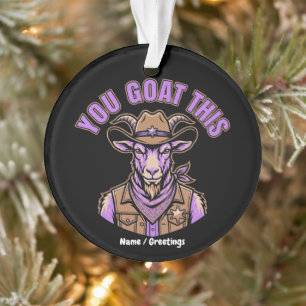 Ornamento Bode Cabra Cowboy Motivacional Piada Design Ociden