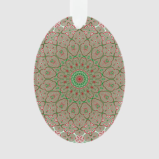 Ornamento Boho Hippie Funky Trippy Ornamentado Natal Mandala (Frente)