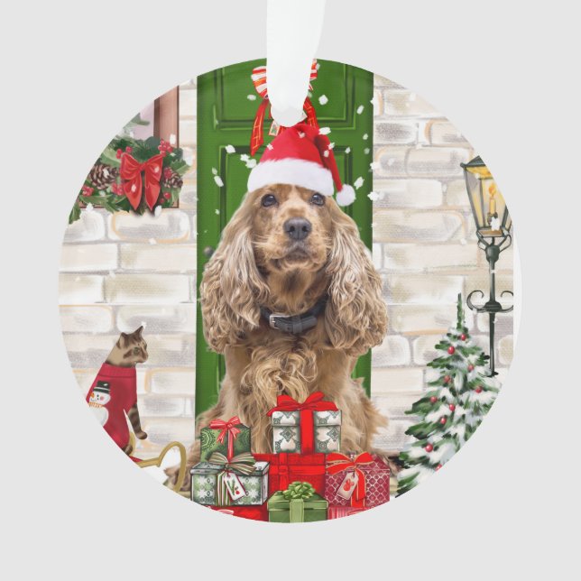 Ornamento Boker Spaniel Dog Natal (Frente)