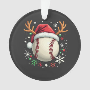 Ornamento Bola de Baseball com Cavalos de Reindeer e Natal