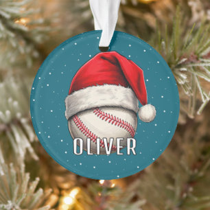 Ornamento Bola de Baseball com o nome dos flocos de neve de
