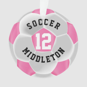 Ornamento Bola ⚽ Futebol Rosa e Branco