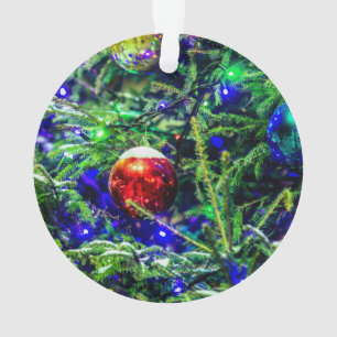 Ornamento Bola Vermelha de Árvore de Natal Verde
