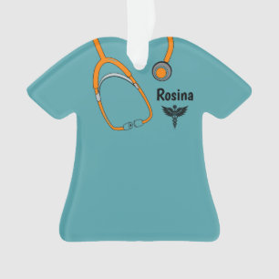 Ornamento Bolas médicas editáveis Nome do Caduceus Natal