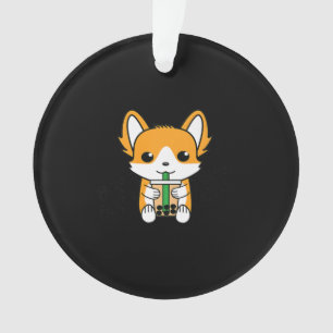 Ornamento Bolha Chá Boba Corgi Premium