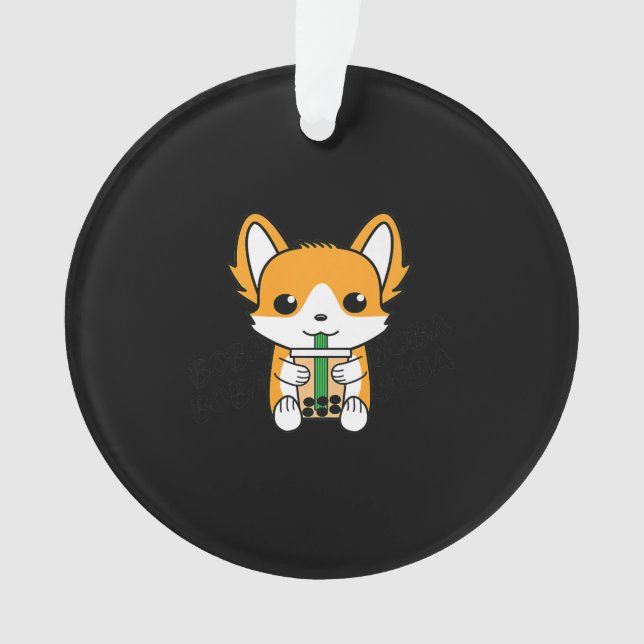 Ornamento Bolha Chá Boba Corgi Premium (Frente)